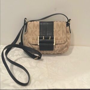 Michael Kors Tan and Black Quilted Crossbody Bag